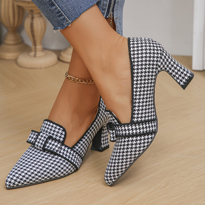 Estelle | Women's Loafers with Houndstooth Design-4