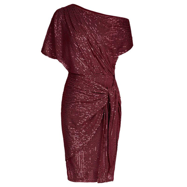 Ametyst | Elegant Sequined  Off-Shoulder Bodycon Party Dress