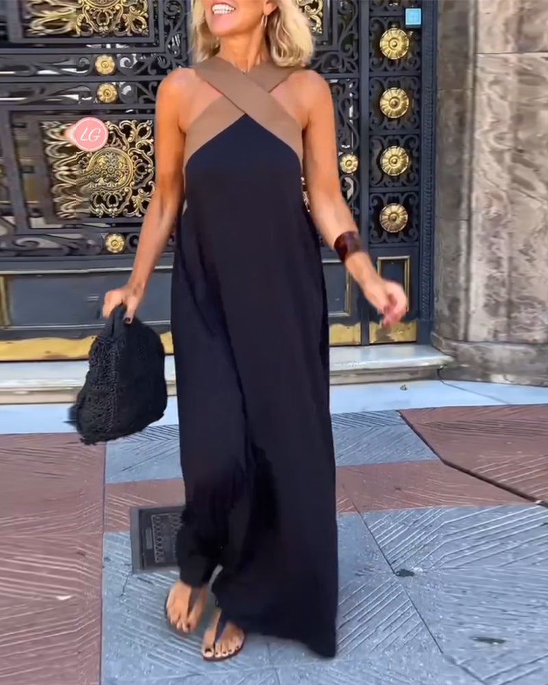 Olive | Women's Elegant Cross Neck Dress 1