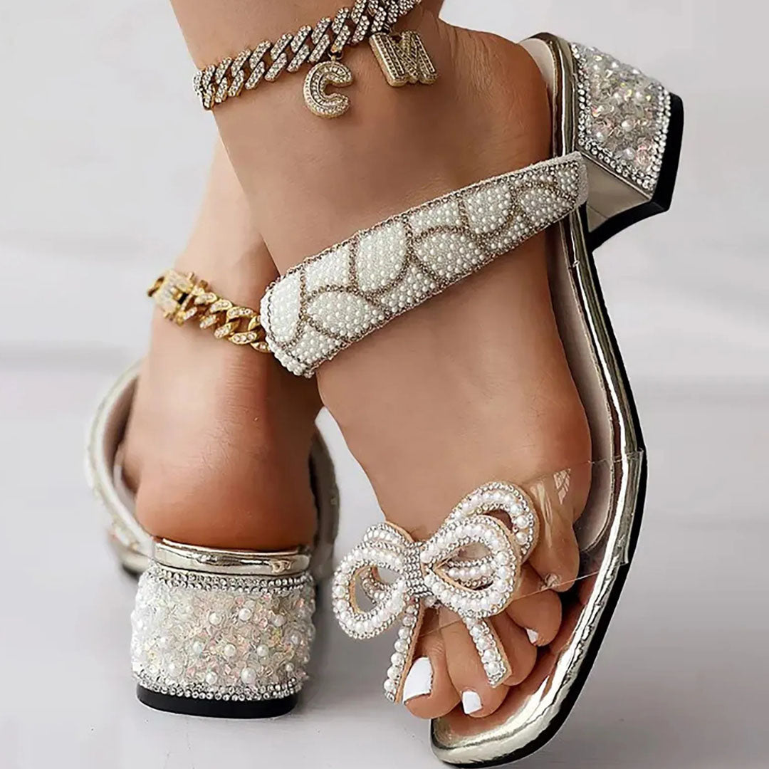 Luna | Women's Pearl Bow Sandals 1