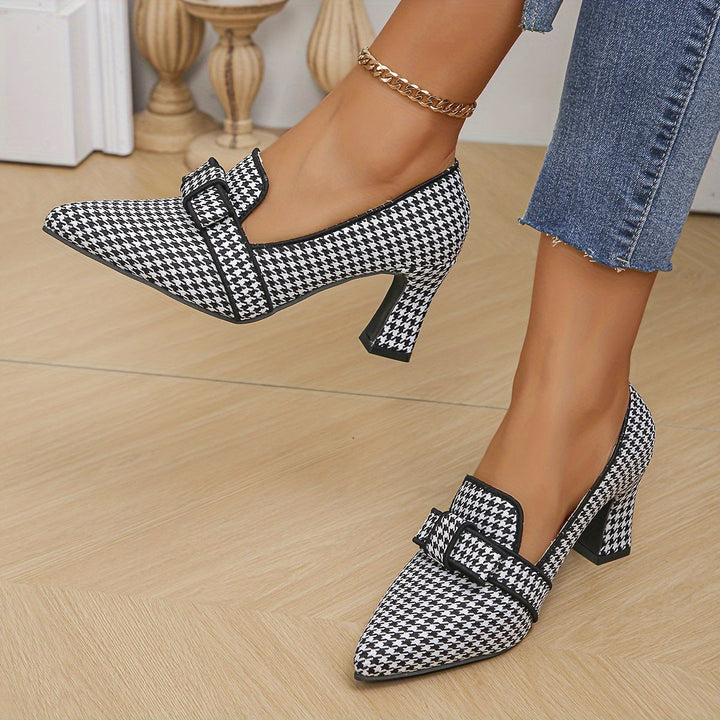 Estelle | Women's Loafers with Houndstooth Design-3