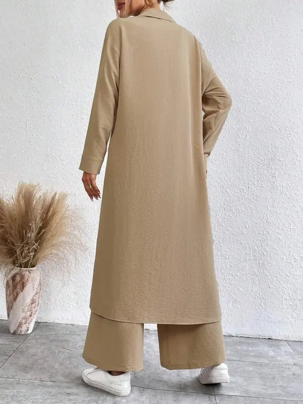 Aimie | Cozy Long Sleeve Top & Wide Leg Trousers Set