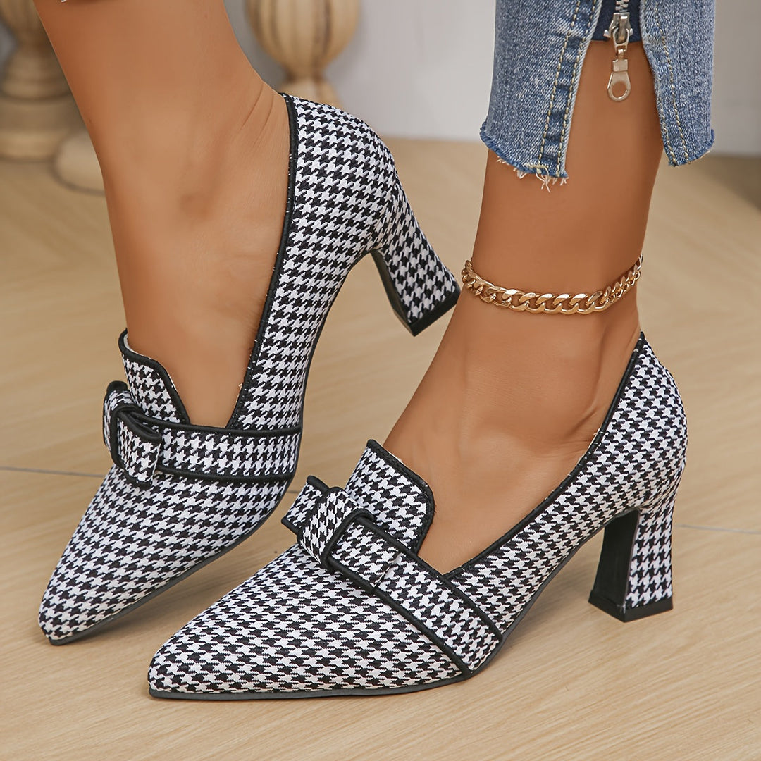 Estelle | Women's Loafers with Houndstooth Design-1