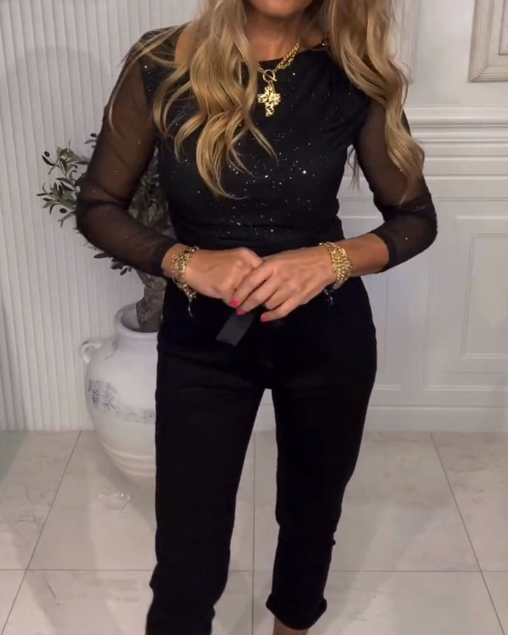 Cherry | Long Sleeve Sequin Top