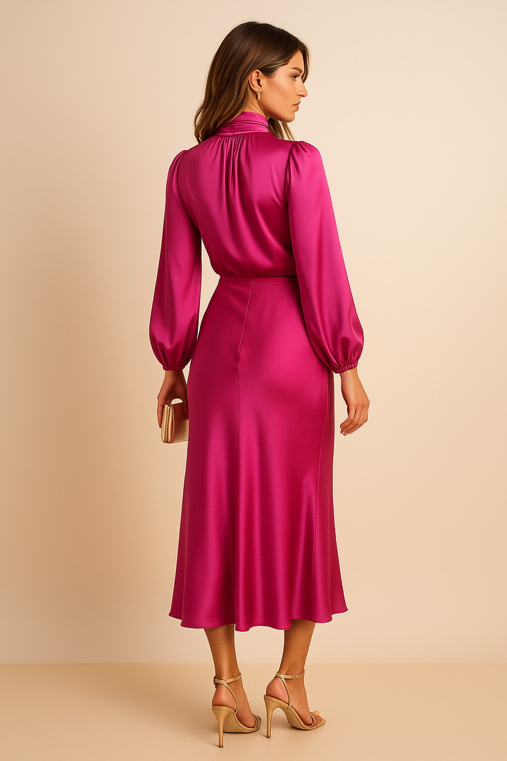 Anna | Women's White High Waist Midi Dress 7