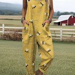 Carole | Printed Denim Dungarees