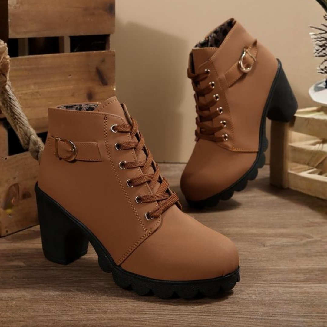 Gretchen | Chic Lace-Up Shoes with Metal Buckle and Chunky Ankle Boots 1