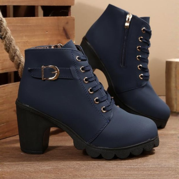 Gretchen | Chic Lace-Up Shoes with Metal Buckle and Chunky Ankle Boots 3