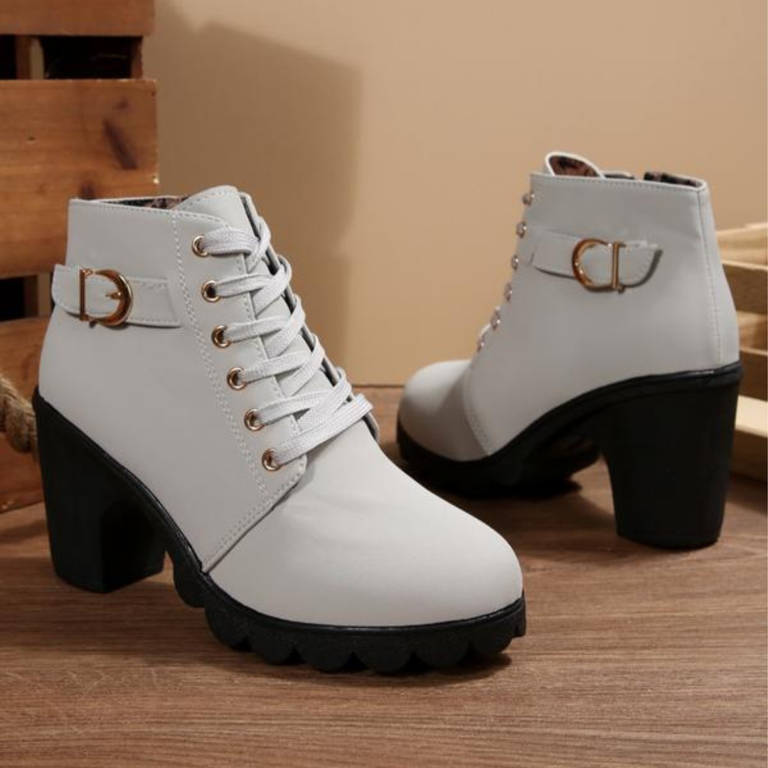 Gretchen | Chic Lace-Up Shoes with Metal Buckle and Chunky Ankle Boots 4