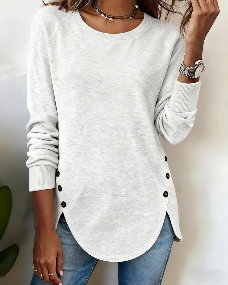 Irregular Hem Sweatshirt with Raglan Sleeves 0