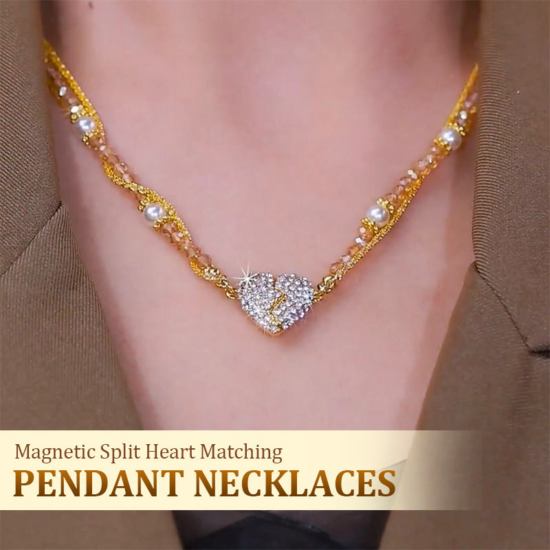 Magnetic necklace with a pair of separated hearts 0
