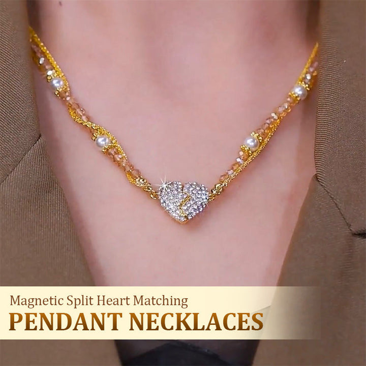 Magnetic necklace with a pair of separated hearts 0