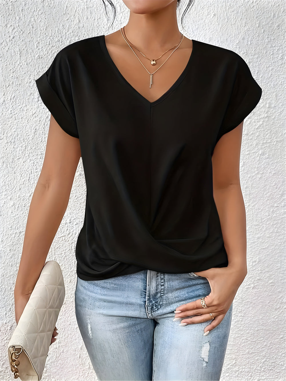 Maia | Twist Front V-Neck Top 1