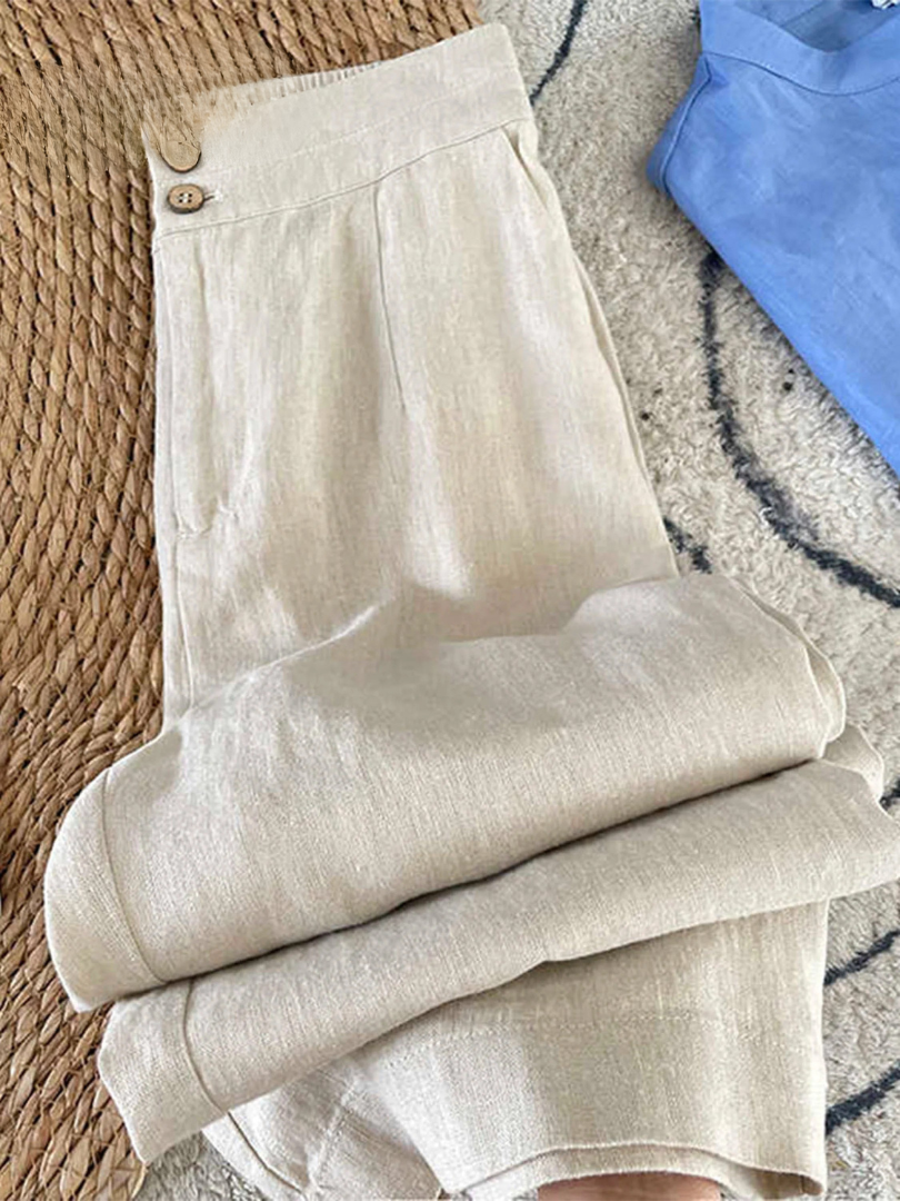 Maia | Women's Linen Wide Leg Trousers 0