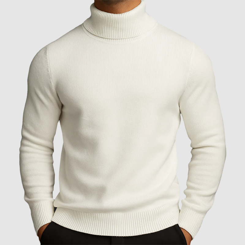 Men’s High-Neck Knit Sweater with Fleece Lining 1