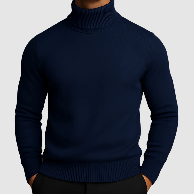 Men’s High-Neck Knit Sweater with Fleece Lining 4