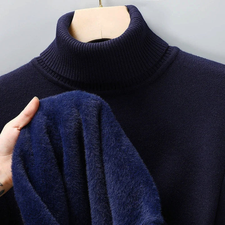 Men’s High-Neck Knit Sweater with Fleece Lining 5
