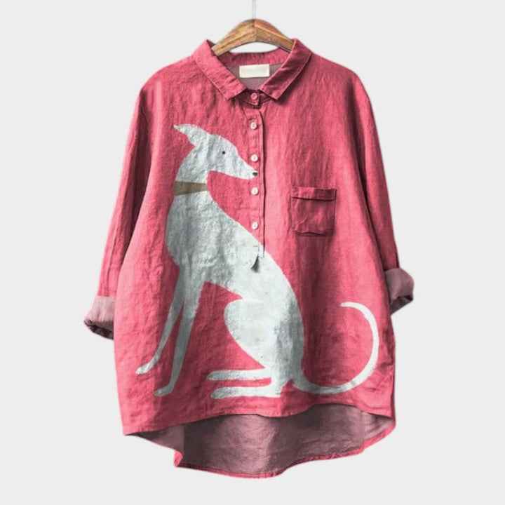 Mia | Women's Oversized Dog Print Blouse 1