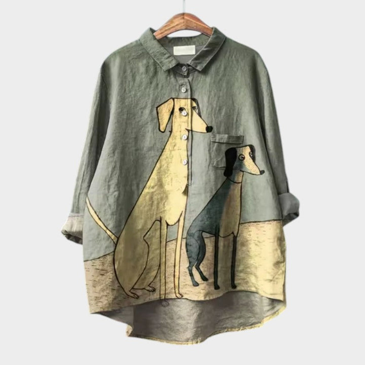 Mia | Women's Oversized Dog Print Blouse 2