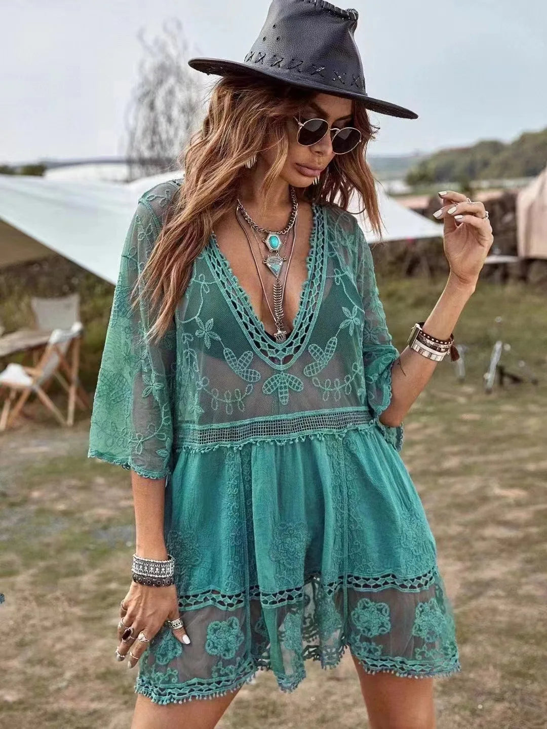 Nomi | Lace Trim Beach Dress