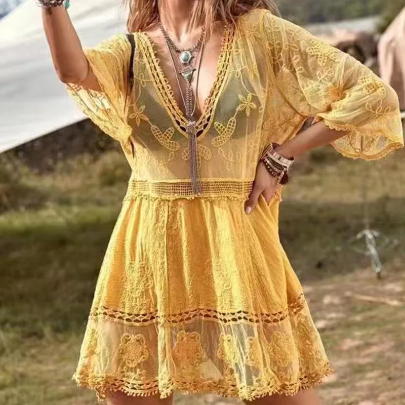 Nomi | Lace Trim Beach Dress