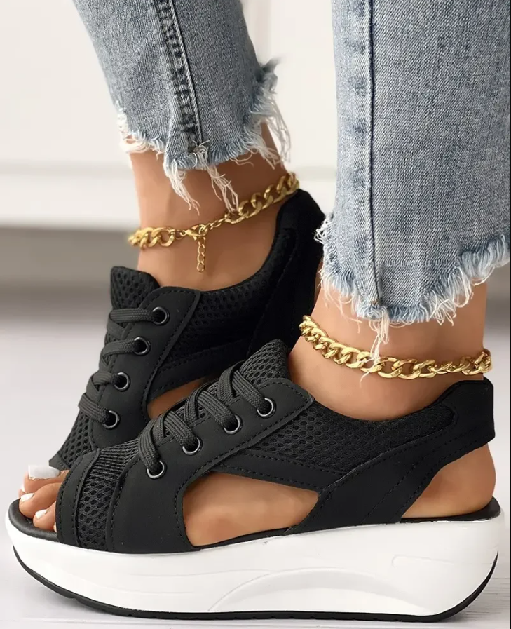 Evelyn | Ladies White Wedge Trainers 1