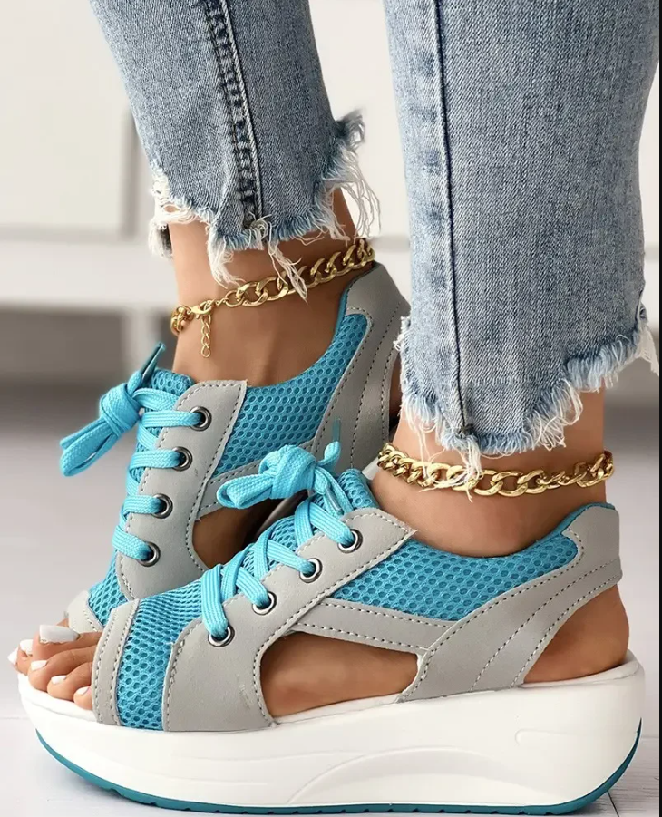 Evelyn | Ladies White Wedge Trainers 6
