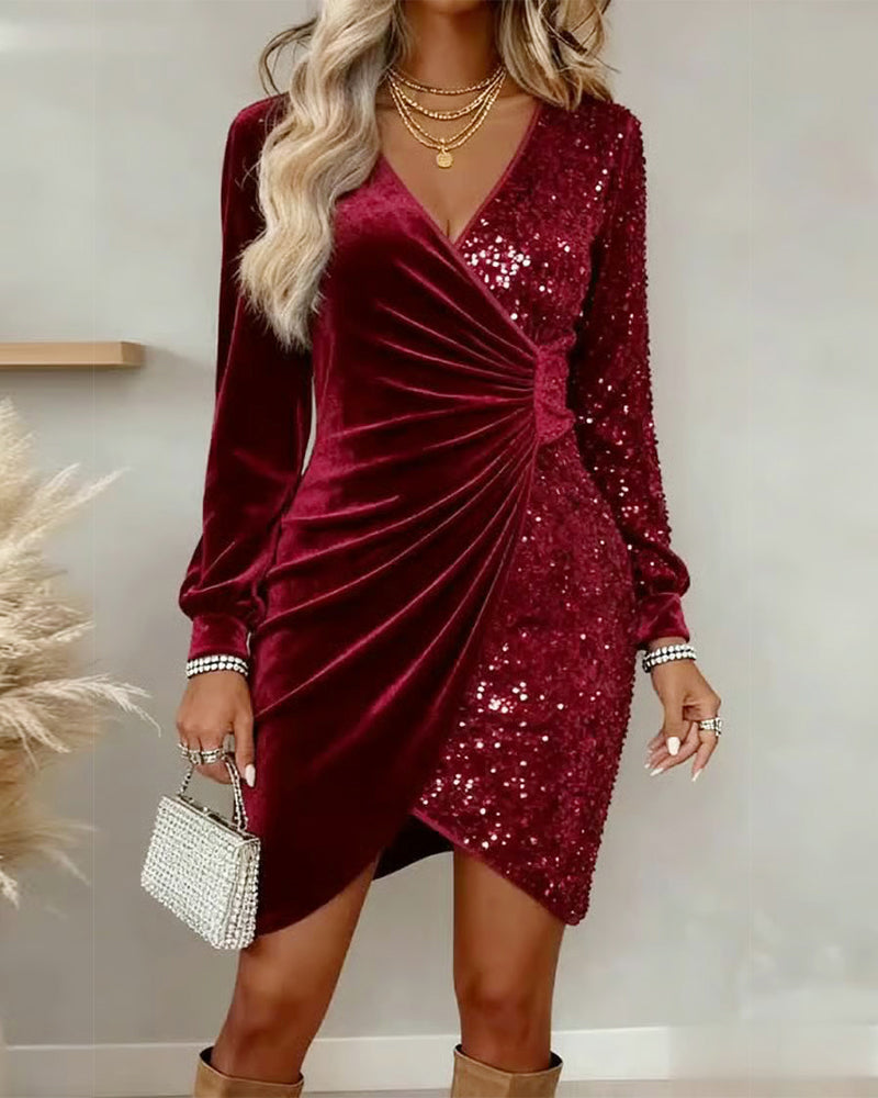 Sereena | Velvet Sequin Dress