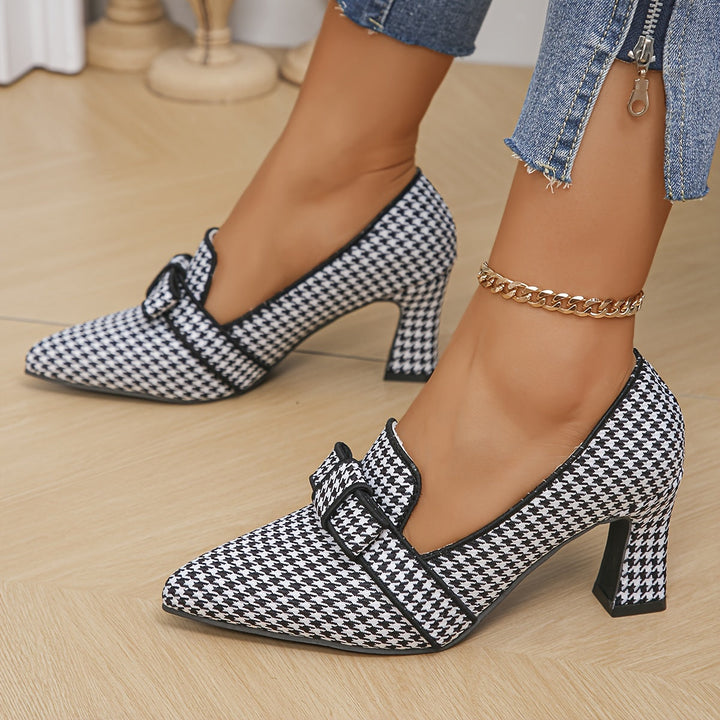 Estelle | Women's Loafers with Houndstooth Design-2