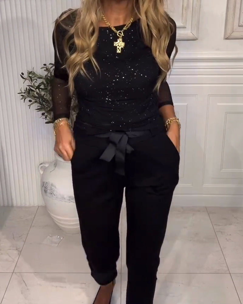 Cherry | Long Sleeve Sequin Top