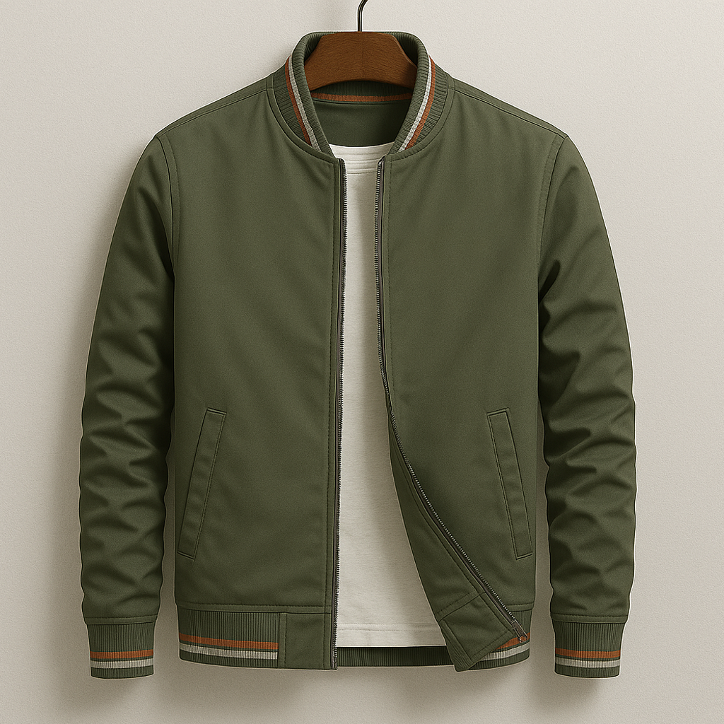 Alex | Green Slim-Fit Bomber Jacket-2