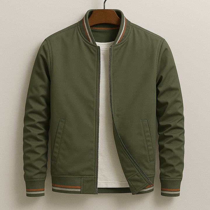 Alex | Green Slim-Fit Bomber Jacket-2